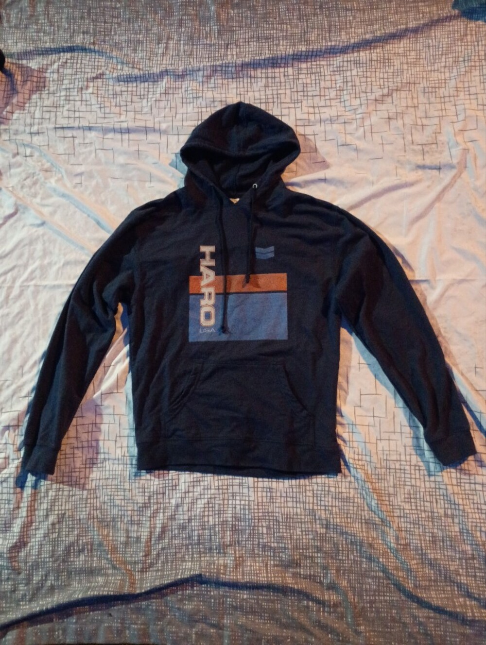 Haro USA BMX Chevron Logo Hooded Sweatshirt Navy Skate Streetwear Extra Large